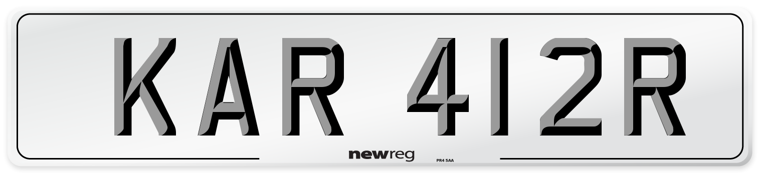 KAR 412R Number Plate from New Reg